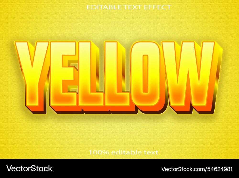 Yellow editable text effect 3d emboss modern style Yellow editable text effect 3d emboss modern style vector image