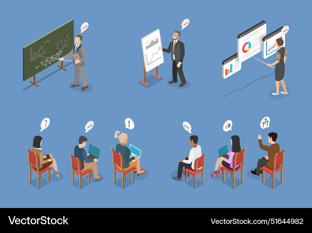 3d isometric flat of lecture Vector Image