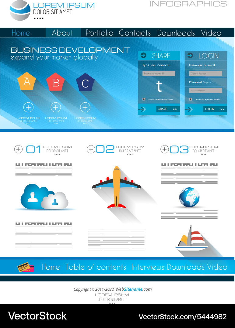 Attractive modern web template with flat ui vector image