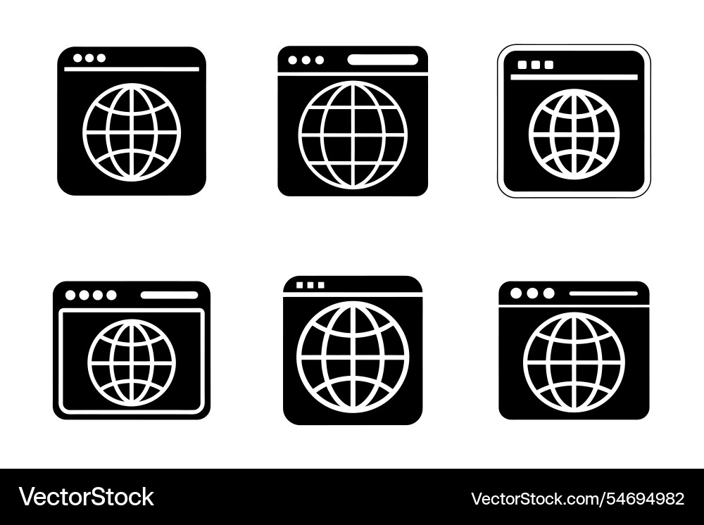Browser icon bundle set in style Browser icon bundle set in style vector image