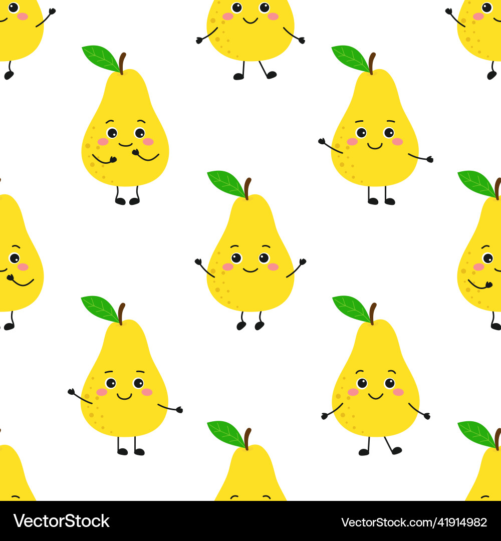 Cartoon pear pattern in flat style Cartoon pear pattern in flat style Vector Image