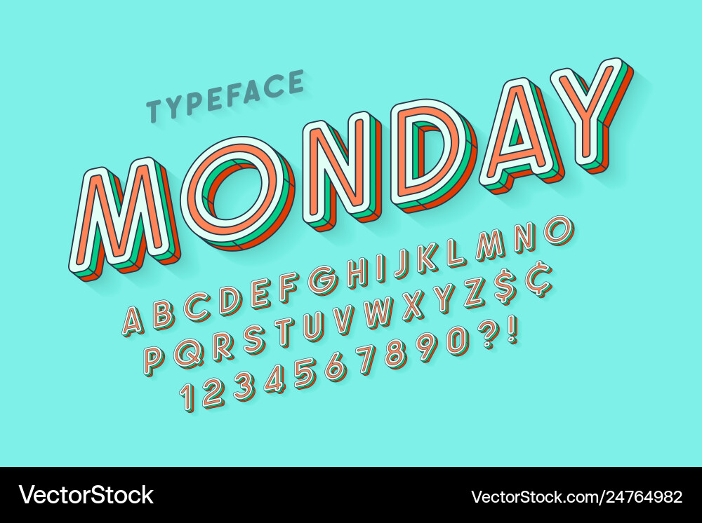 Comical linear font design colorful alphabet Comical linear font design colorful alphabet vector image