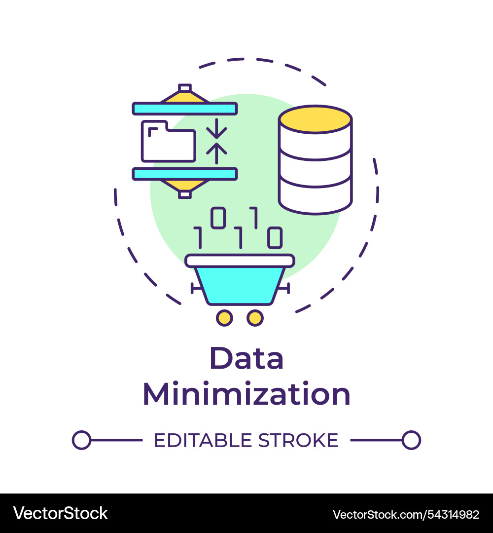 Data minimization multi color concept icon Data minimization multi color concept icon vector image
