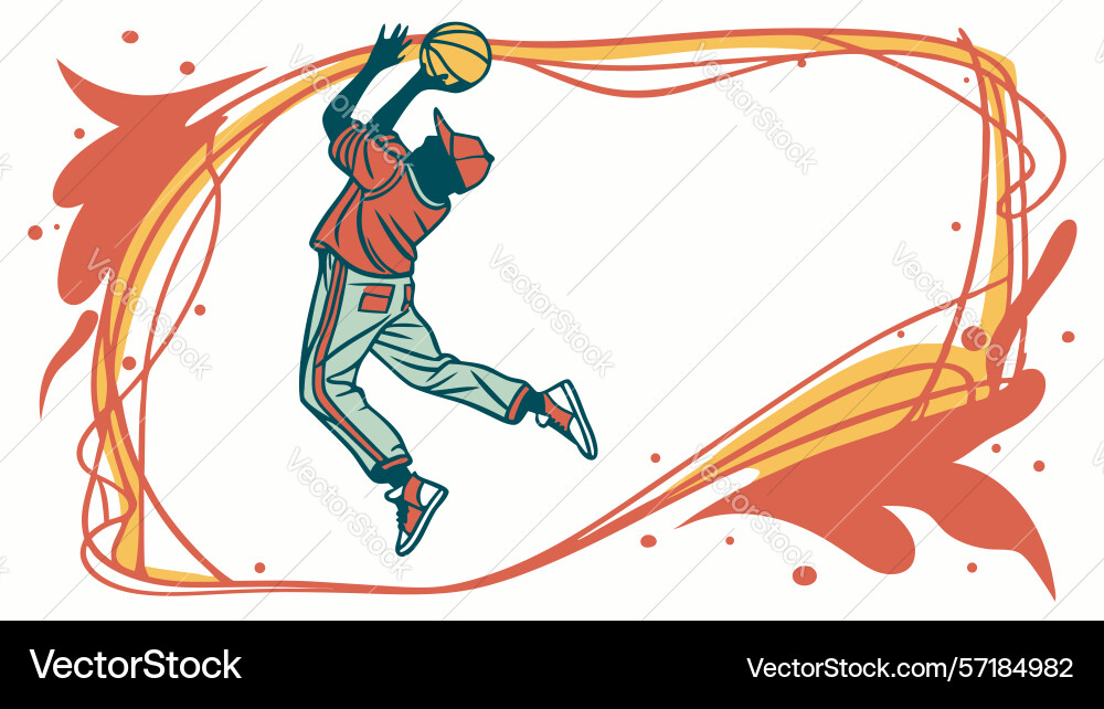 Dynamic basketball player in abstract action vector image