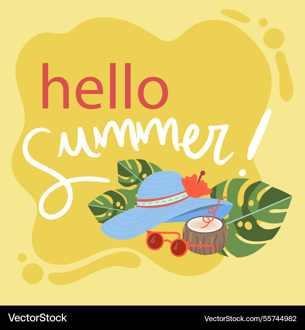 Flat hello summer background Vector Image