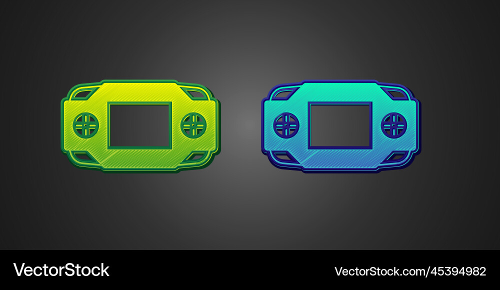 Green and blue portable video game console icon Vector Image