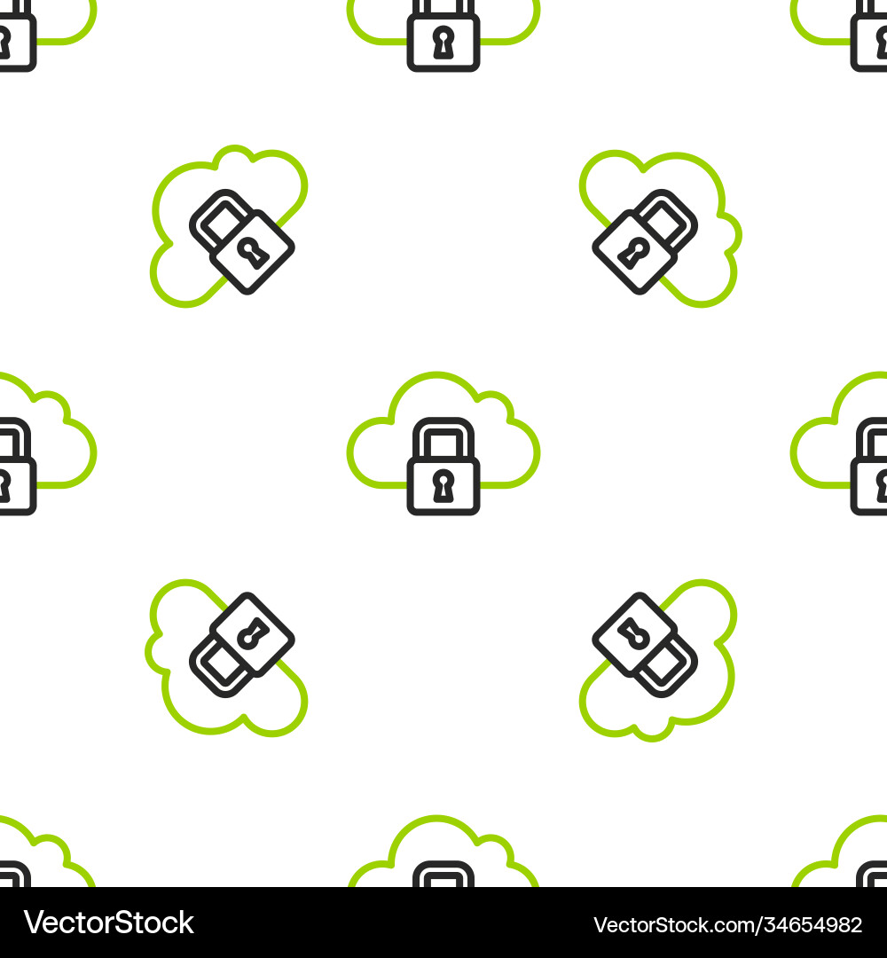 Line cloud computing lock icon isolated seamless Line cloud computing lock icon isolated seamless vector image