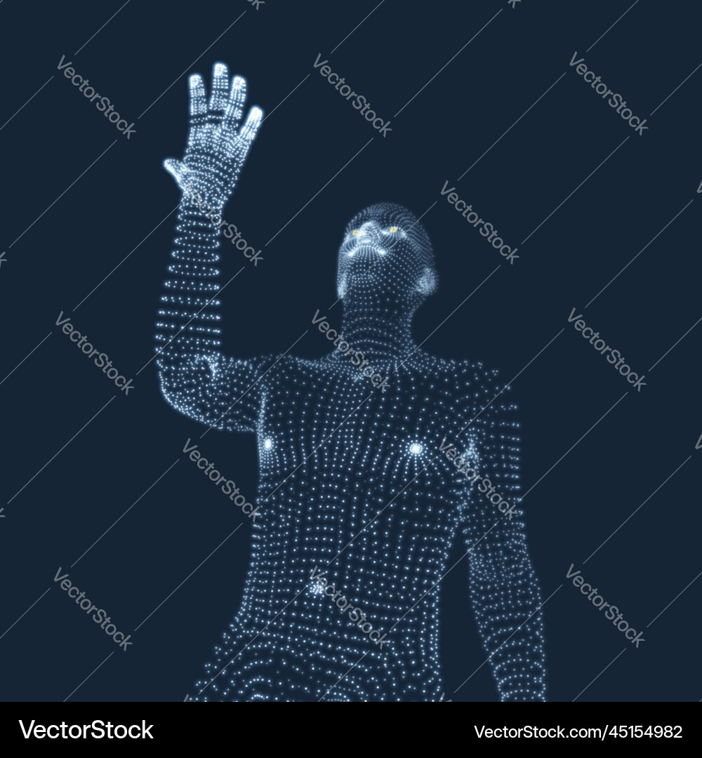 Man points to something by hand 3d model of Man points to something by hand 3d model of vector image