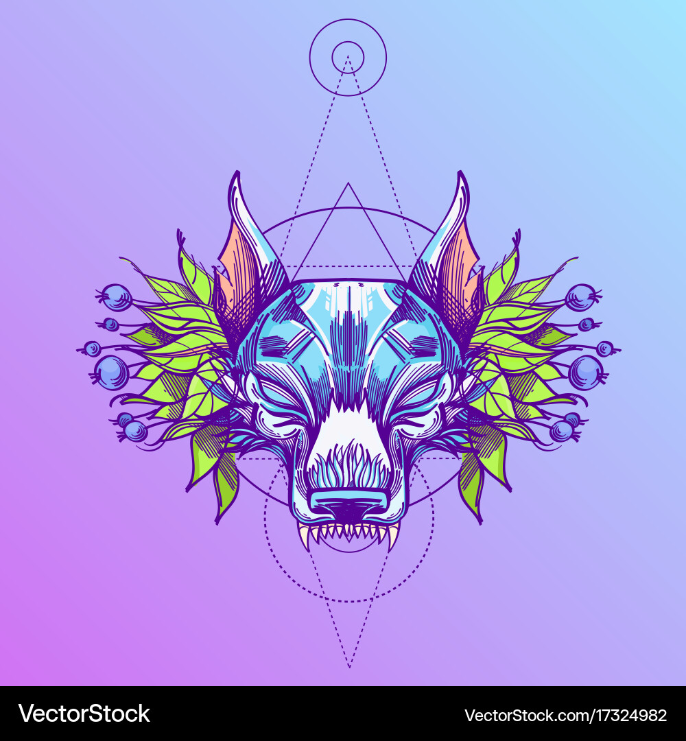 Muzzle of a wolf is an for creating sketches vector image
