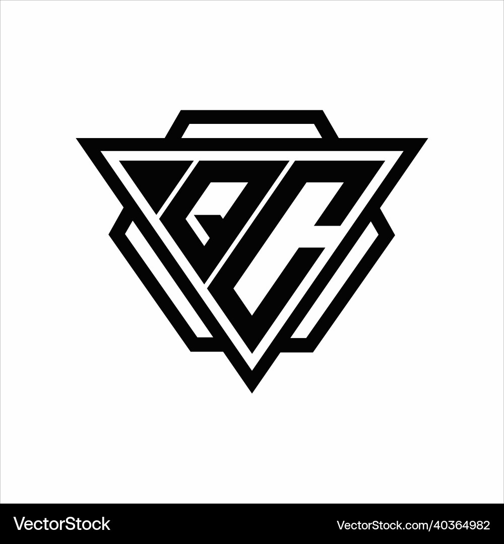 Qc logo monogram with triangle and hexagon Vector Image