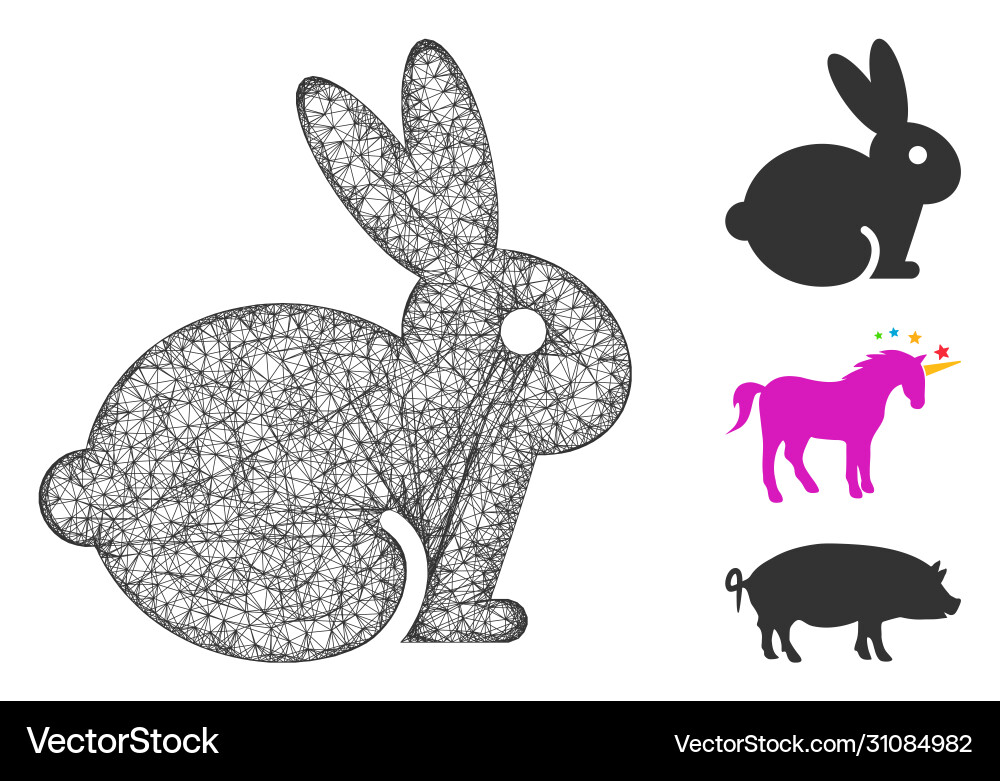 Rabbit polygonal web mesh Vector Image