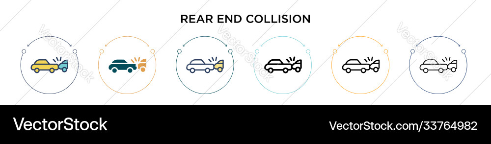 Rear end collision icon in filled thin line Vector Image