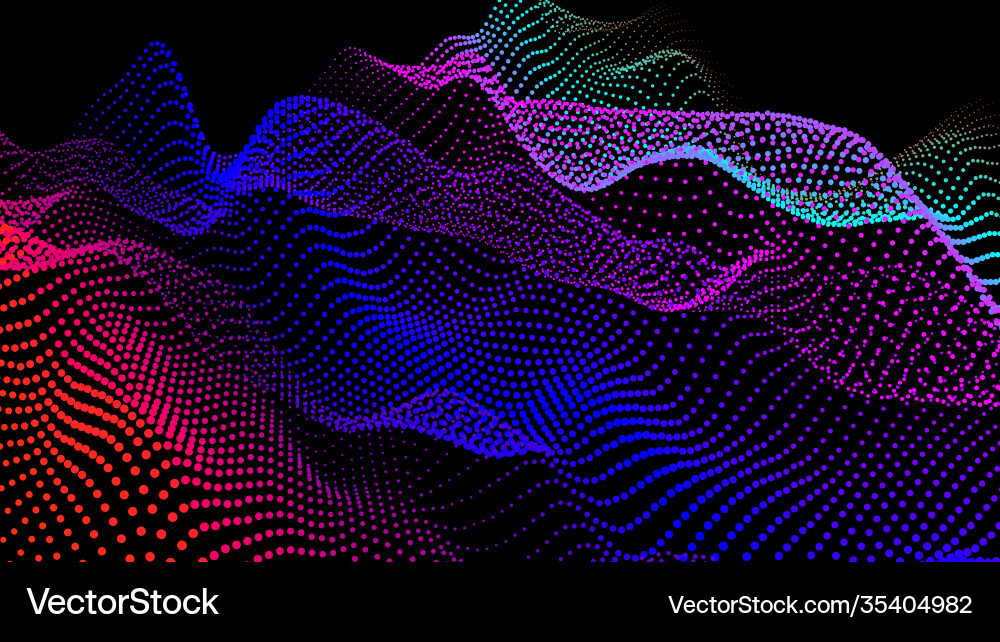 Sea waves from node hud data dots flow research Vector Image