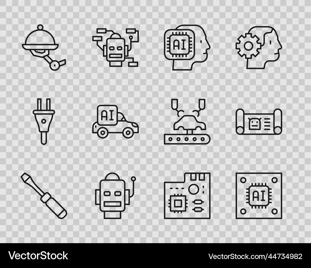 Set line screwdriver processor with microcircuits Set line screwdriver processor with microcircuits vector image