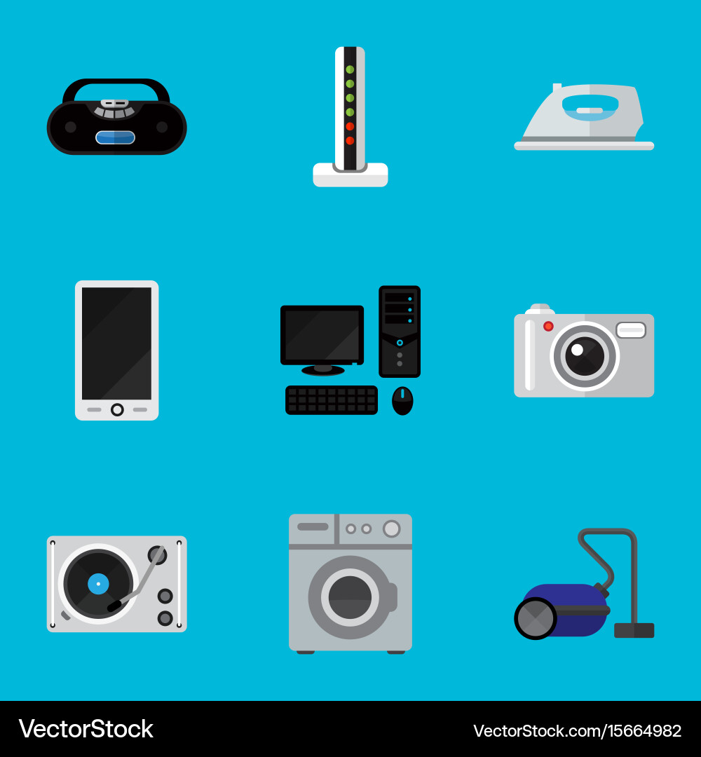 Set of 9 editable tech icons includes symbols vector image