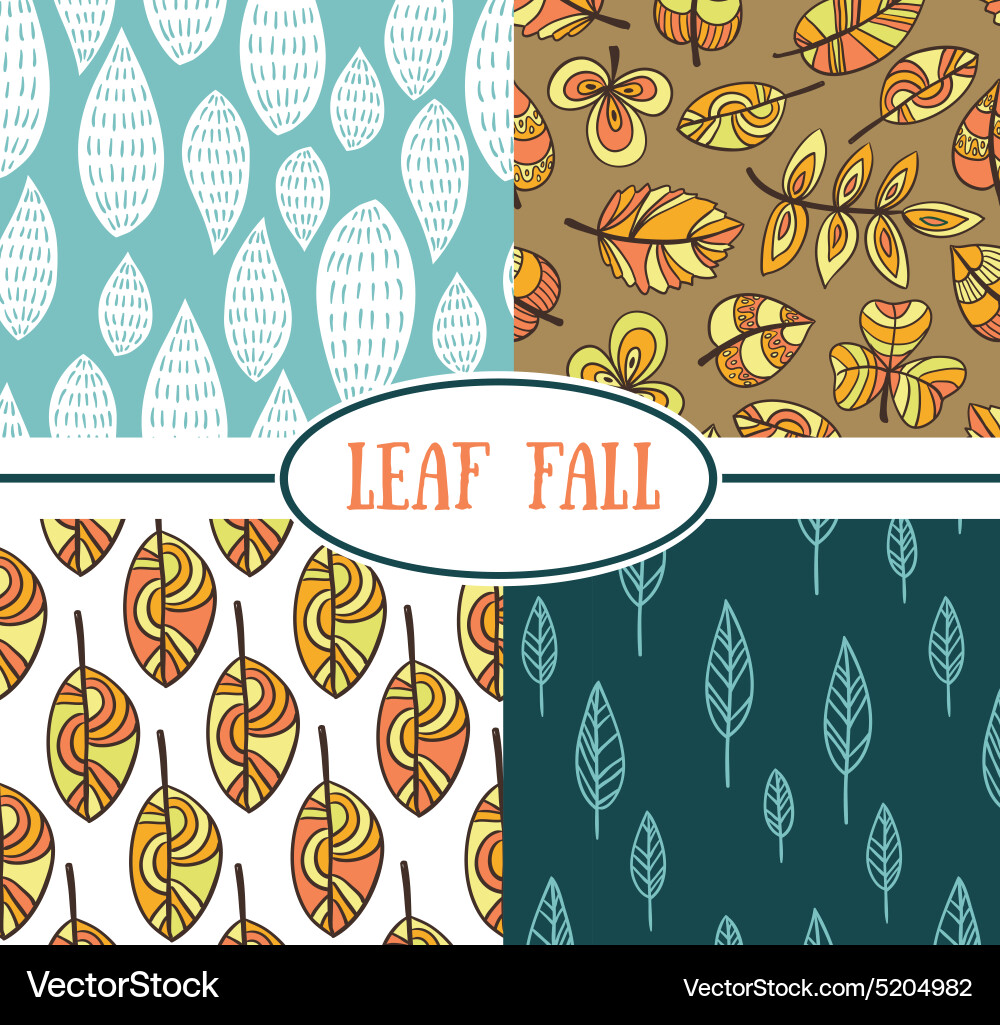 Set of seamless abstract leaf fall patterns vector image
