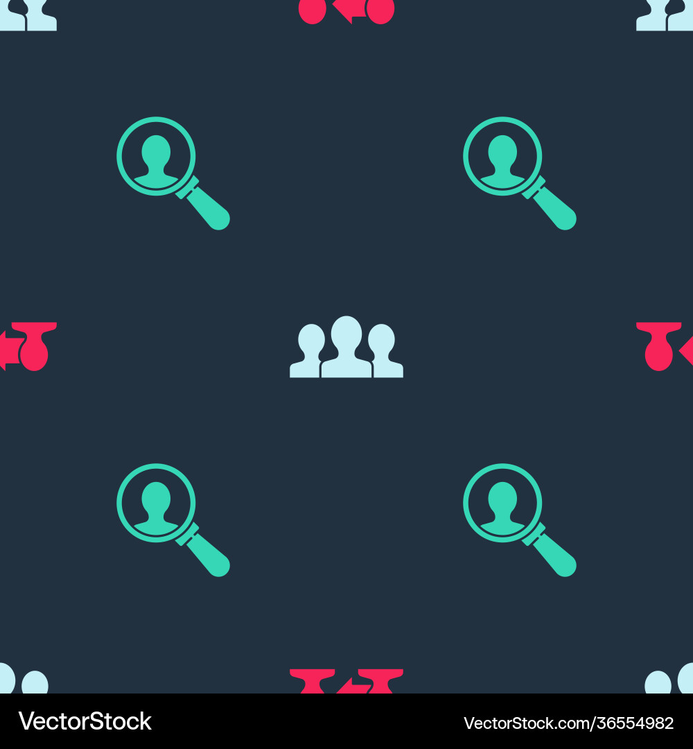 Set project team base users group and magnifying Set project team base users group and magnifying vector image