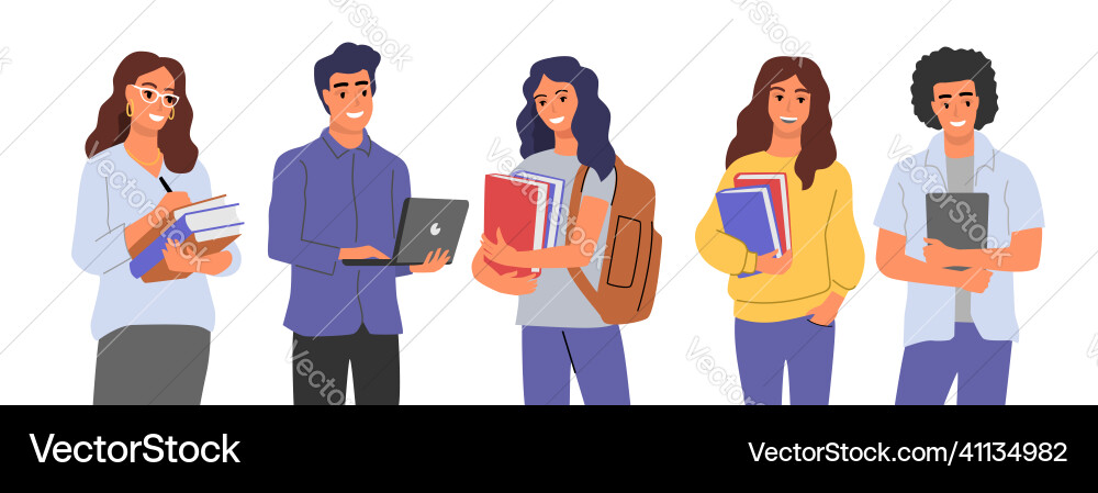 Student character people with books vector image