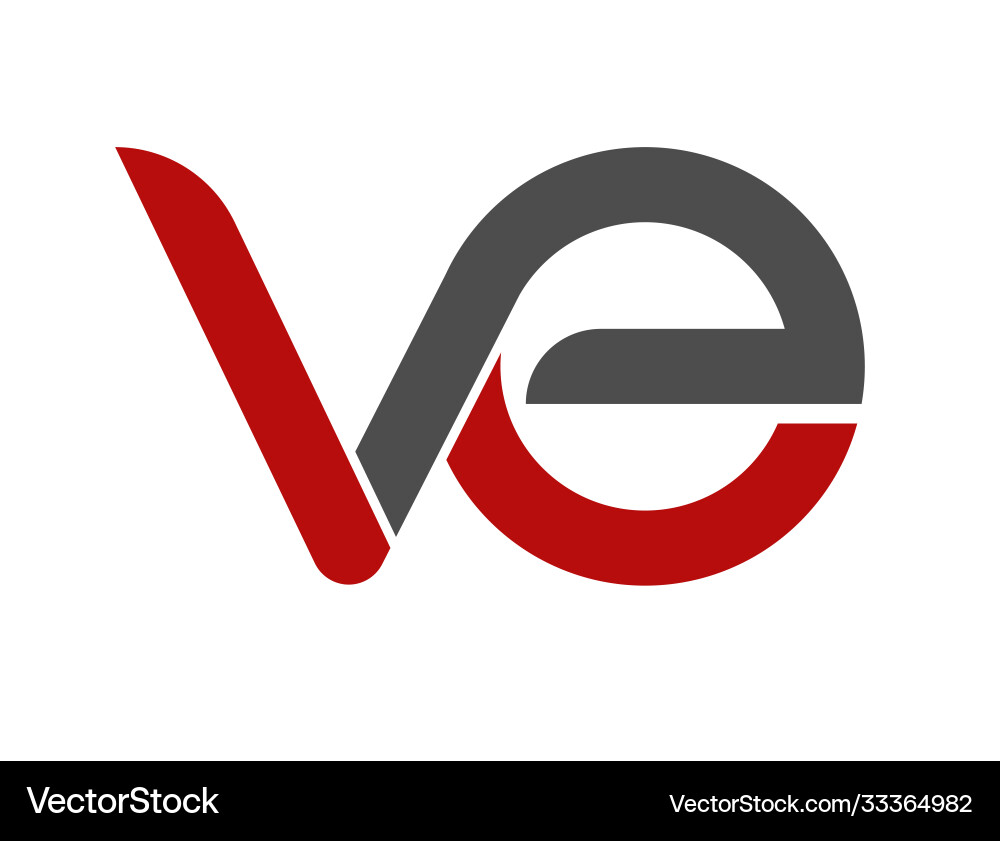 Stylized lowercase letters v and e are linked Stylized lowercase letters v and e are linked vector image