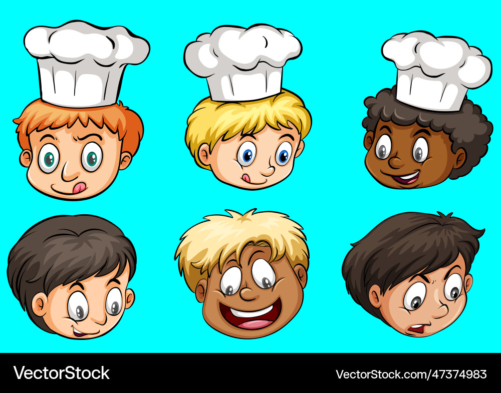 A group of faces showing different expressions vector image