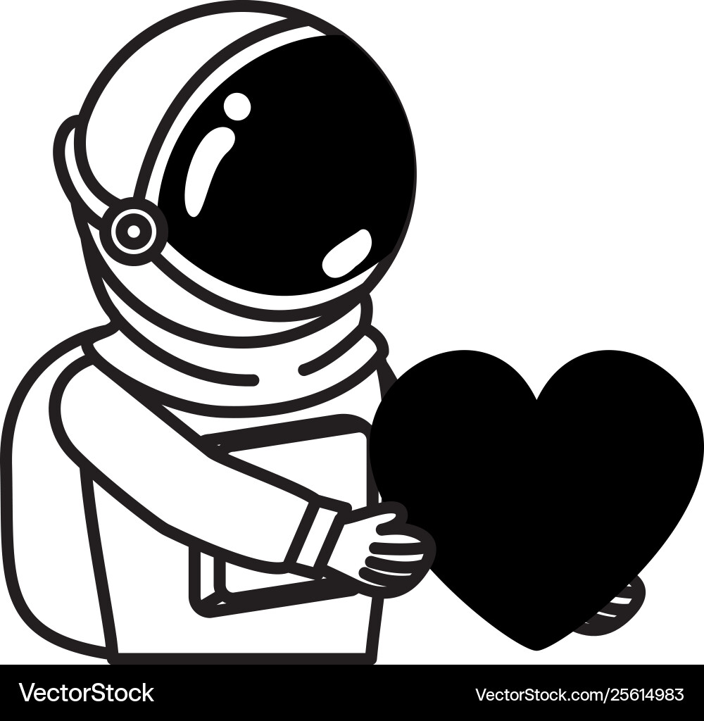 Astronaut with spacesuit and heart in white Astronaut with spacesuit and heart in white vector image