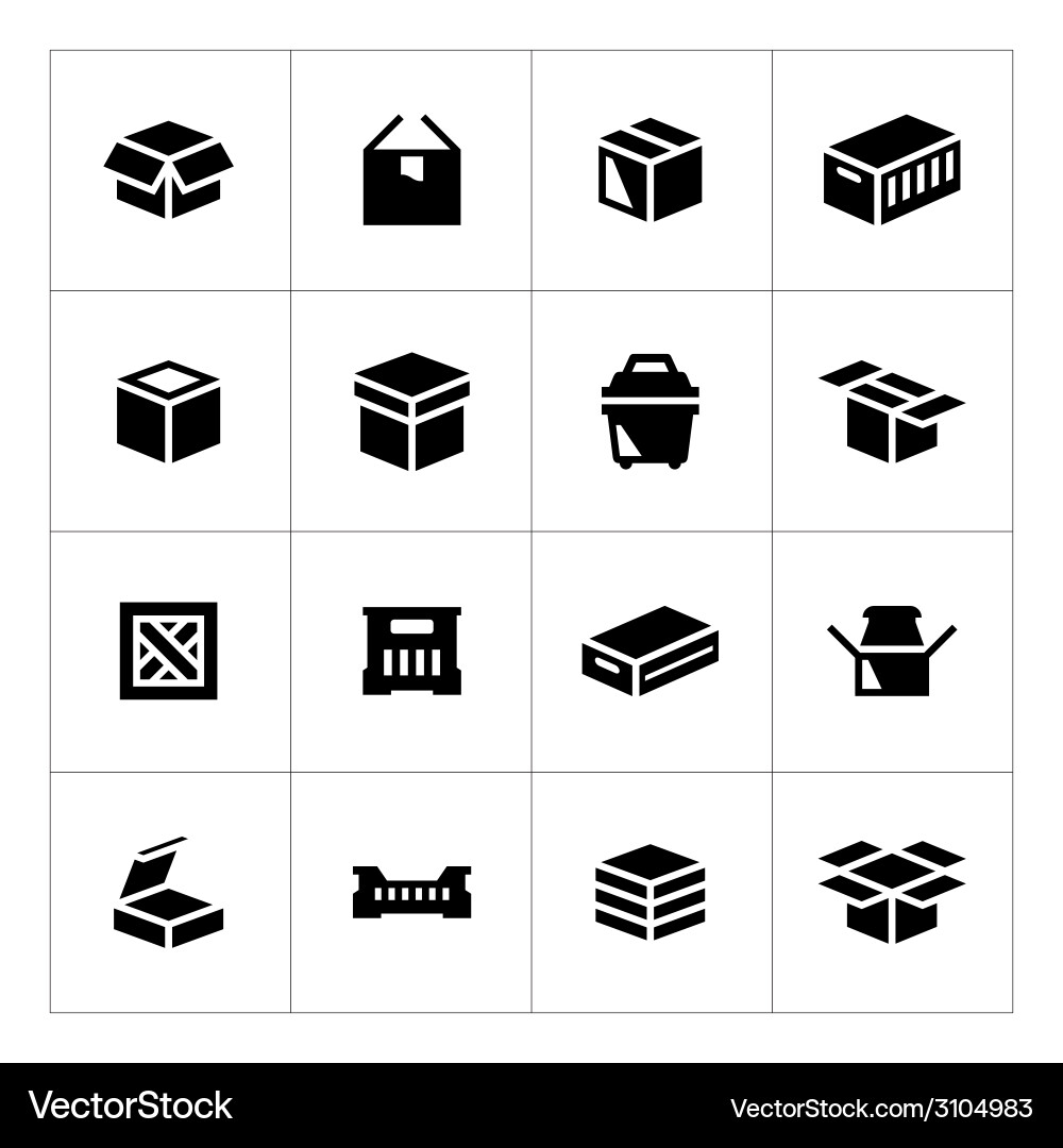 Box Icon Set Royalty Free Vector Image - VectorStock