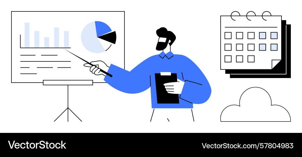 Businessman giving presentation with chart data vector image