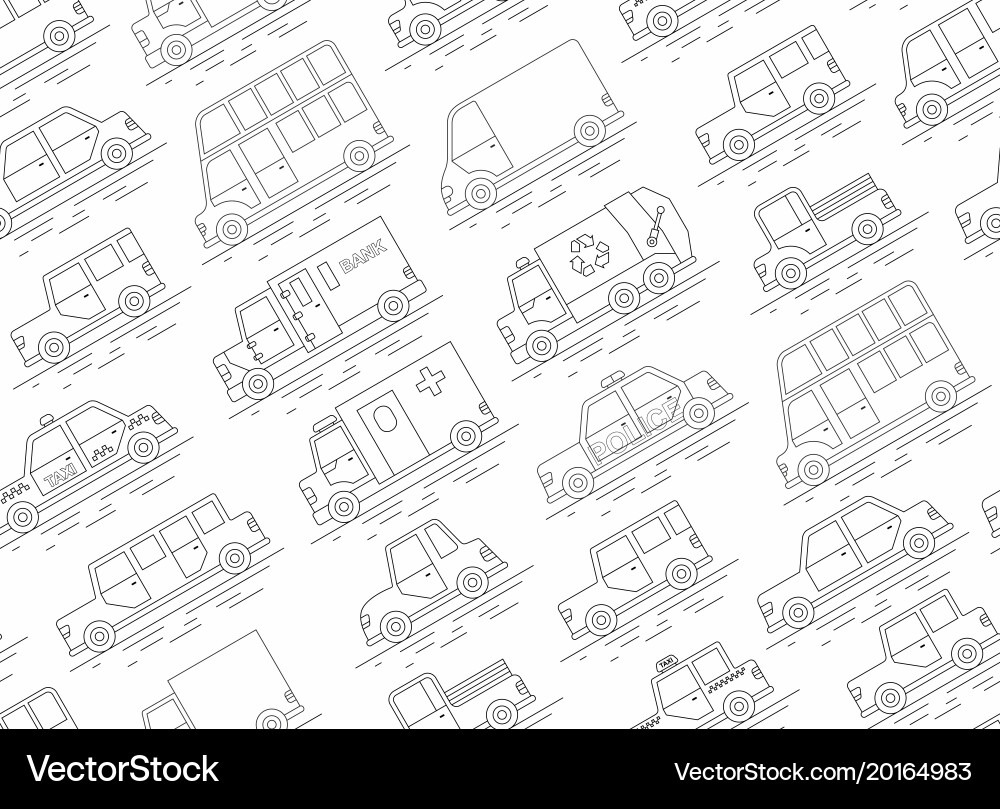 Car seamless pattern linear style Vector Image