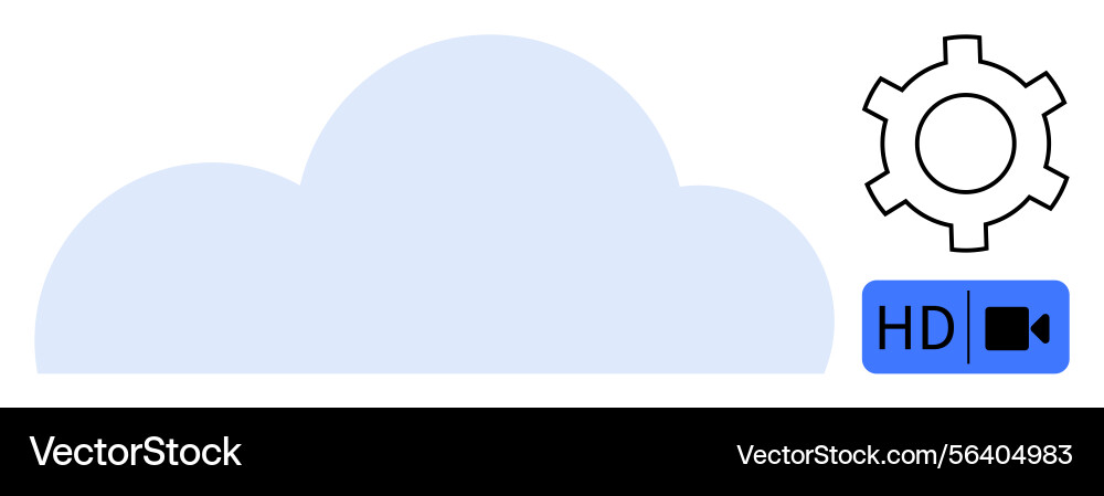 Cloud computing with hd video symbol and settings Vector Image