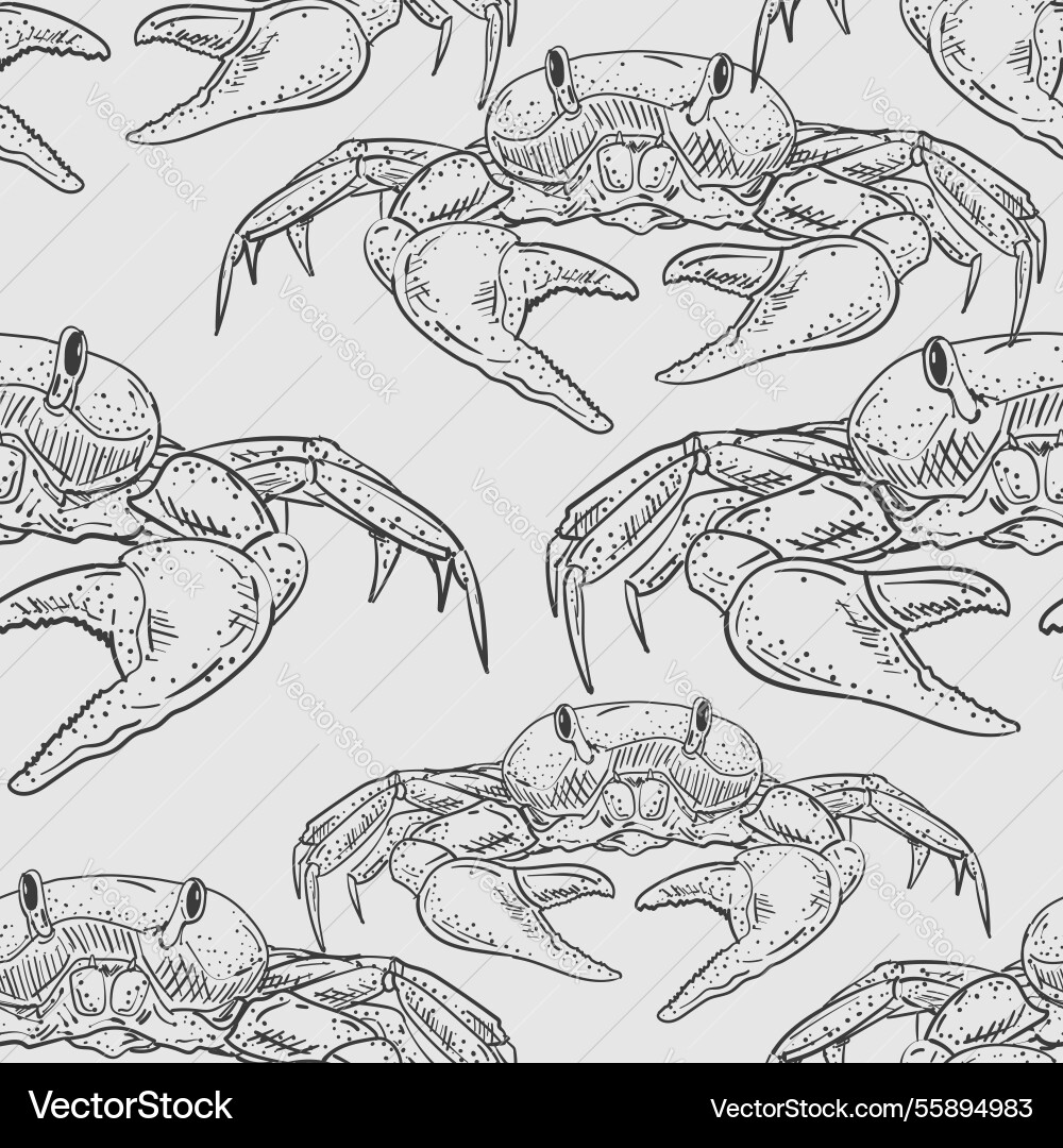Crab pattern seamless hand drawing sketch linear Crab pattern seamless hand drawing sketch linear vector image