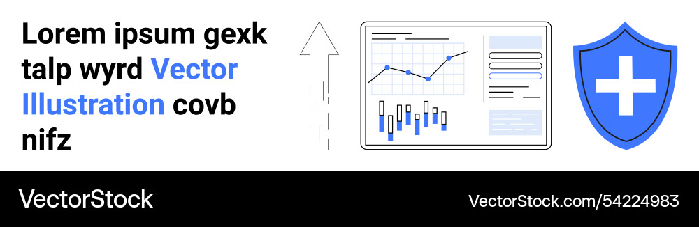 Data growth and security shield with charts Data growth and security shield with charts vector image