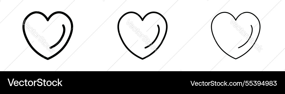 Heart icons in three different stroke lines Vector Image