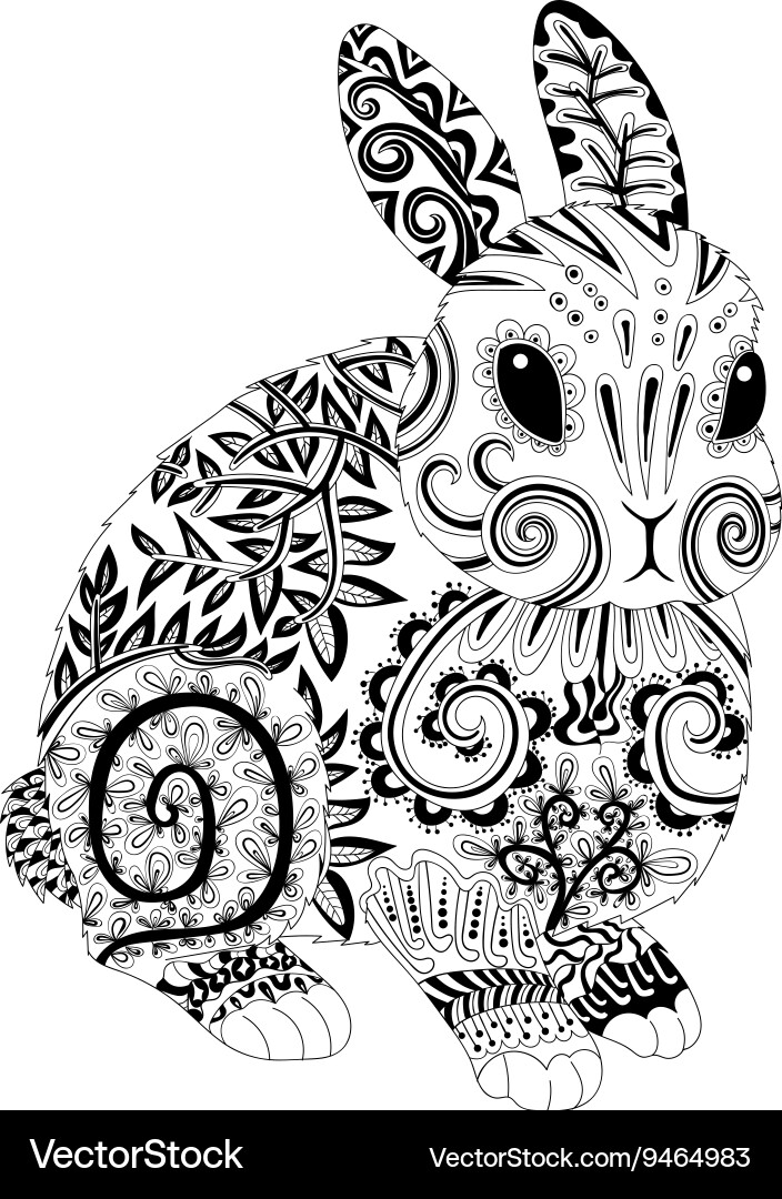 High detail patterned rabbit in entangle style vector image