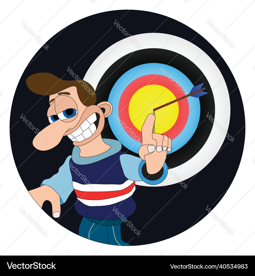 Man with a cheeky smile and big nose pointing Man with a cheeky smile and big nose pointing vector image