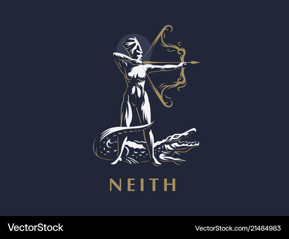 Neith - Egyptian Goddess Archer Vector Image