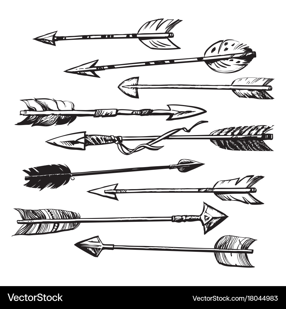 Nine Ethnic Indian Arrows Vector Image