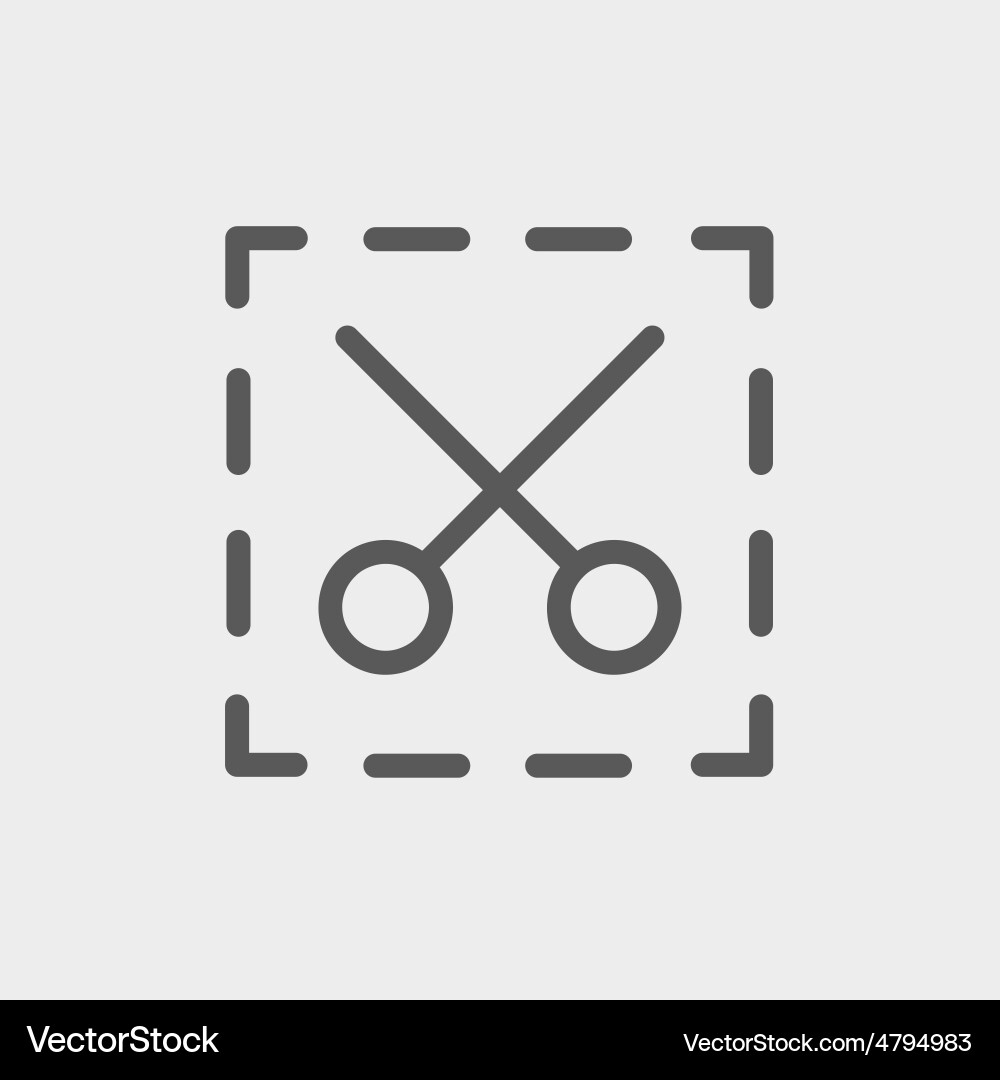 Scissors with cut lines thin line icon vector image