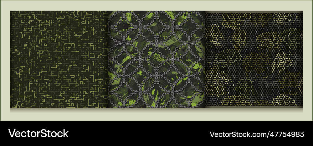 Set of seamless khaki camouflage patterns Set of seamless khaki camouflage patterns vector image