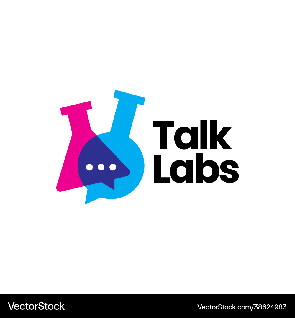 Talk chat lab laboratory glassware beaker logo Talk chat lab laboratory glassware beaker logo vector image