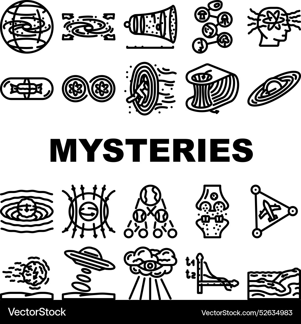 Unsolved mysteries question ask icons set Vector Image