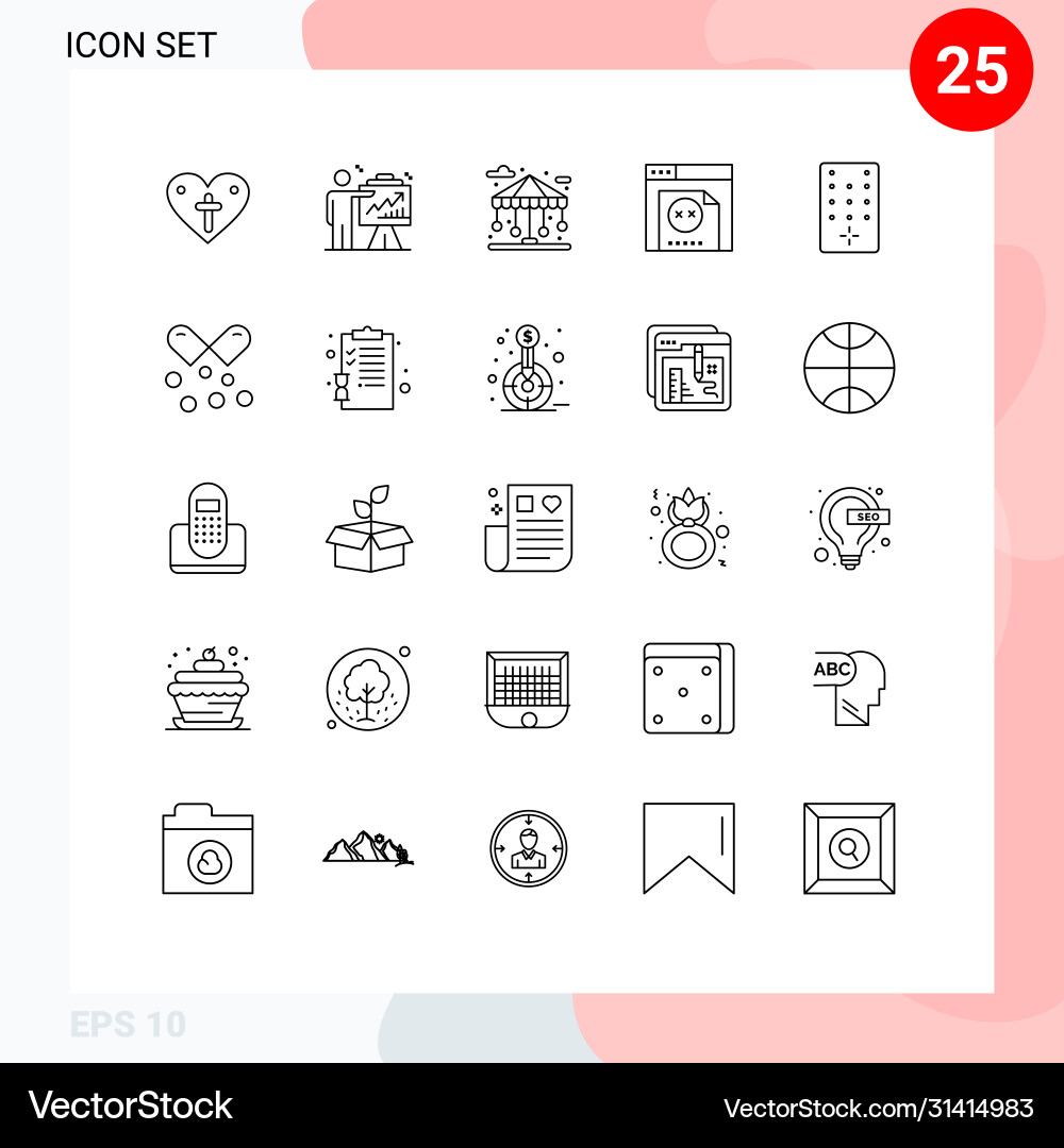 User interface pack 25 basic lines remote Vector Image