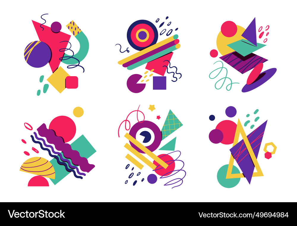 Abstract shapes geometric doodle art hand drawn vector image