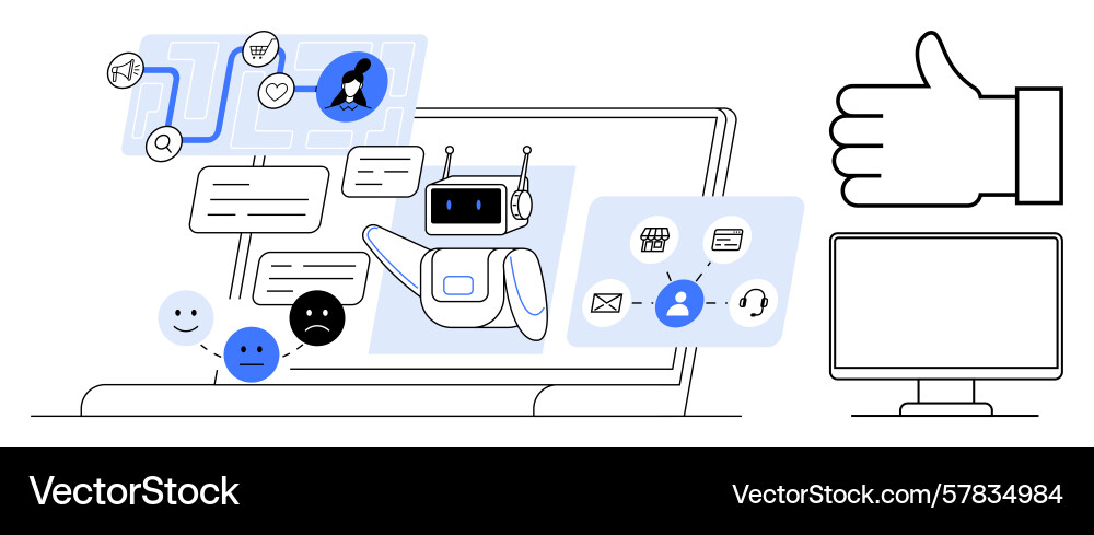 Ai chatbot assisting with communication workflow Ai chatbot assisting with communication workflow vector image