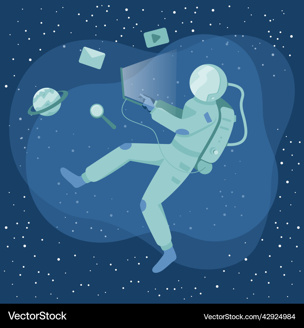 Astronaut browsing in spaces Vector Image