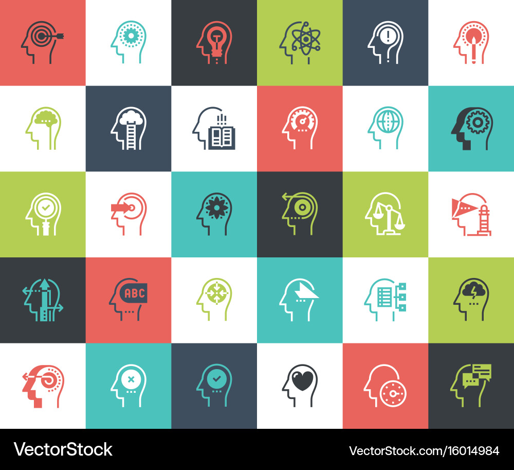 Brain Process Icons - Thinking Concepts vector image