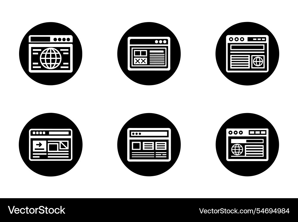 Browser icon bundle set in style Vector Image