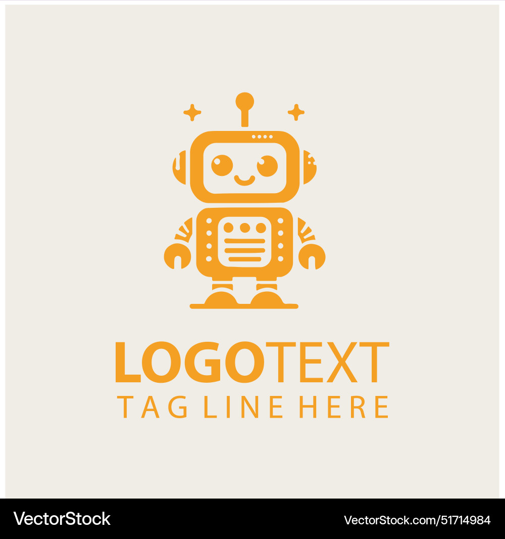 Cute robot logo Royalty Free Vector Image - VectorStock