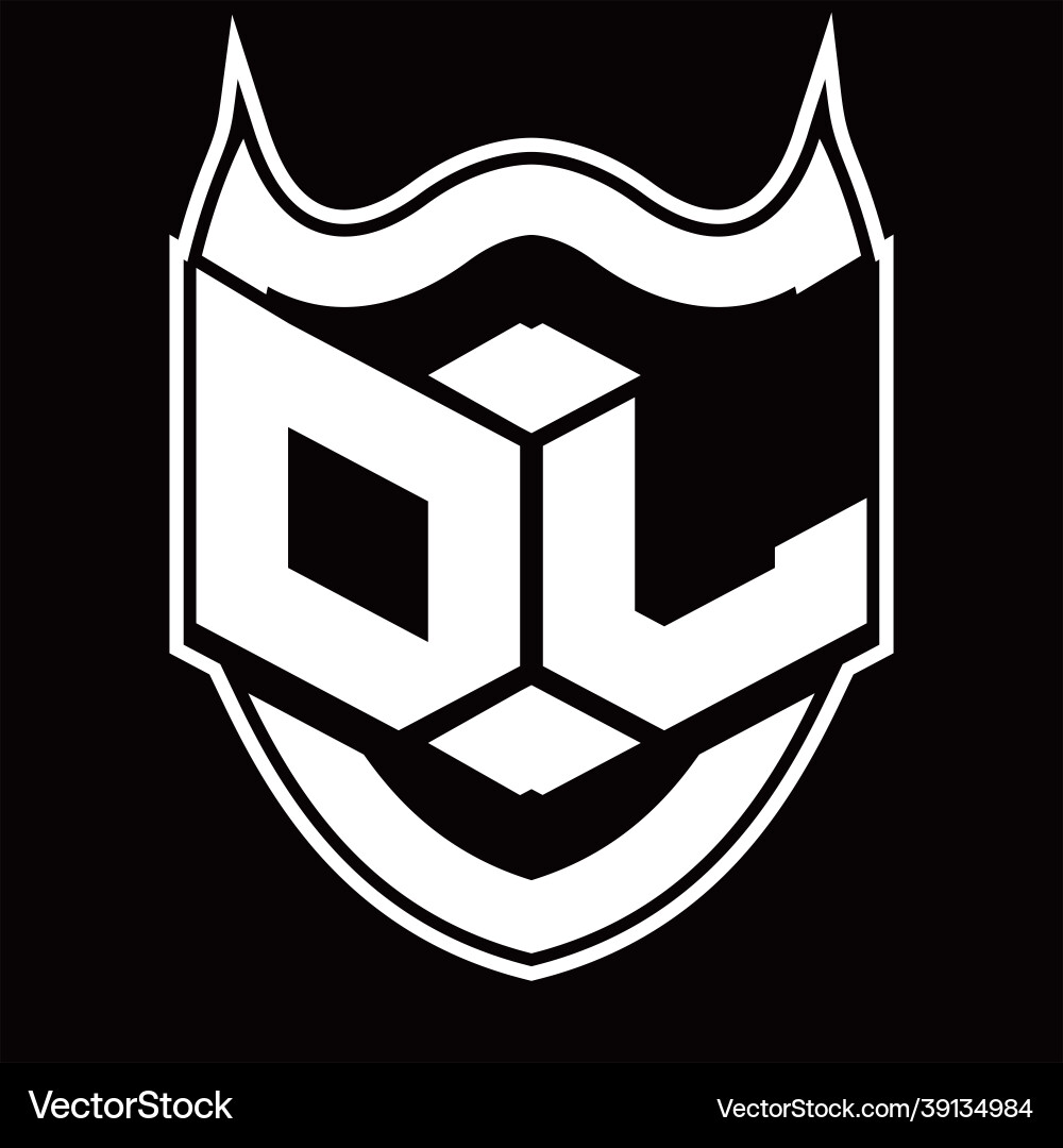 Dl logo monogram design isolated with shield Vector Image