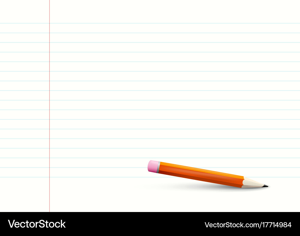 Empty lined notebook paper a4 size with pencil Vector Image