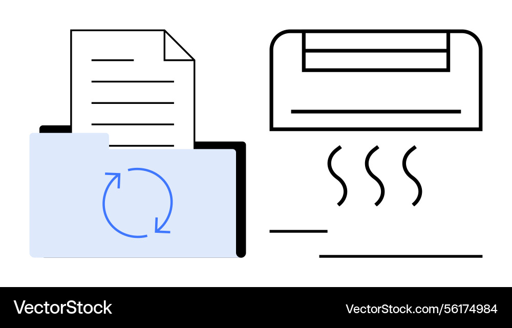 File synchronization folder next to air File synchronization folder next to air vector image